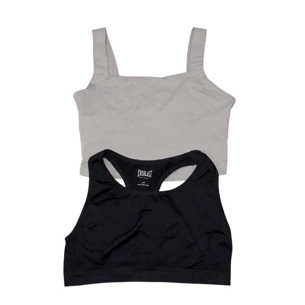 Everlast Sport Black Racerback Sports Bra One Gray‎ Square Neck Tank Top Set L